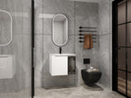 24" Wall-Mounted Bathroom Vanity with Ceramic Sink - Glossy White