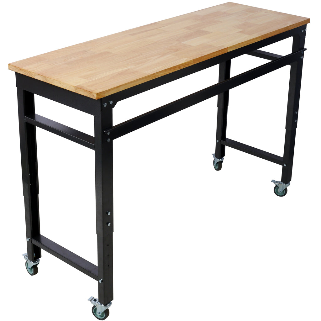 Premium Rolling Workbench with Adjustable Height - Dark Gray,Wood