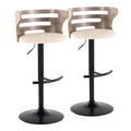 Mid-Century Modern Adjustable Barstool Set with Swivel and Rounded T Footrest - Beige or Black