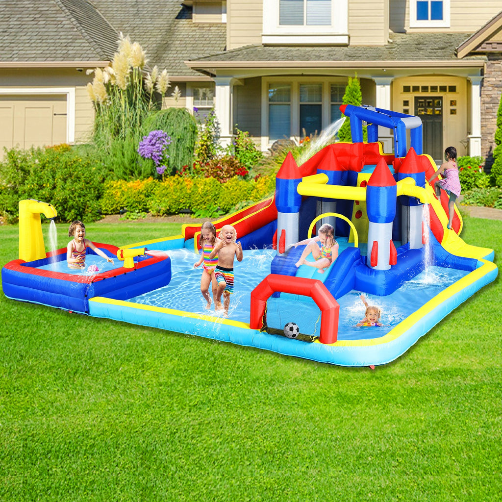 10 in1 Inflatable Slide Water Park with Climbing Wall - Multicolor