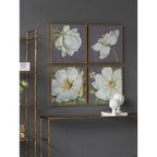 Botanical Wall Art Prints with Premium Frames - Gray (Set of 4)