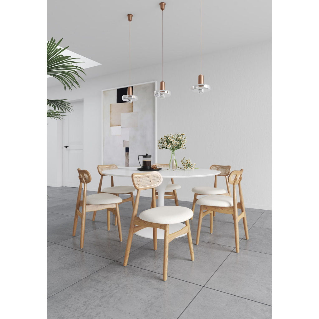 Dining Chair Set with Cane Backrest - Black or Light Brown