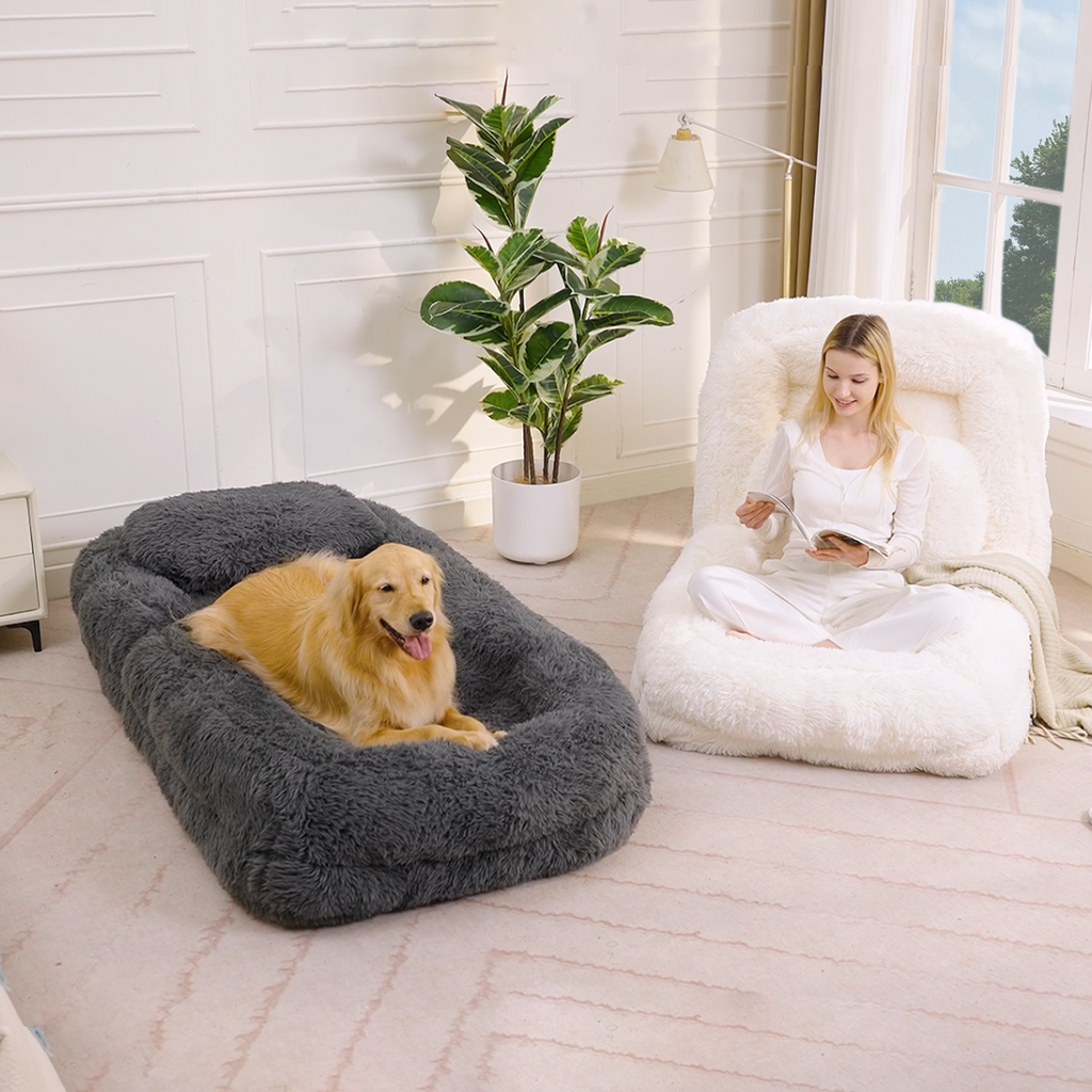 5-Position Adjustable Floor Chair with Plush Upholstery - Neutral