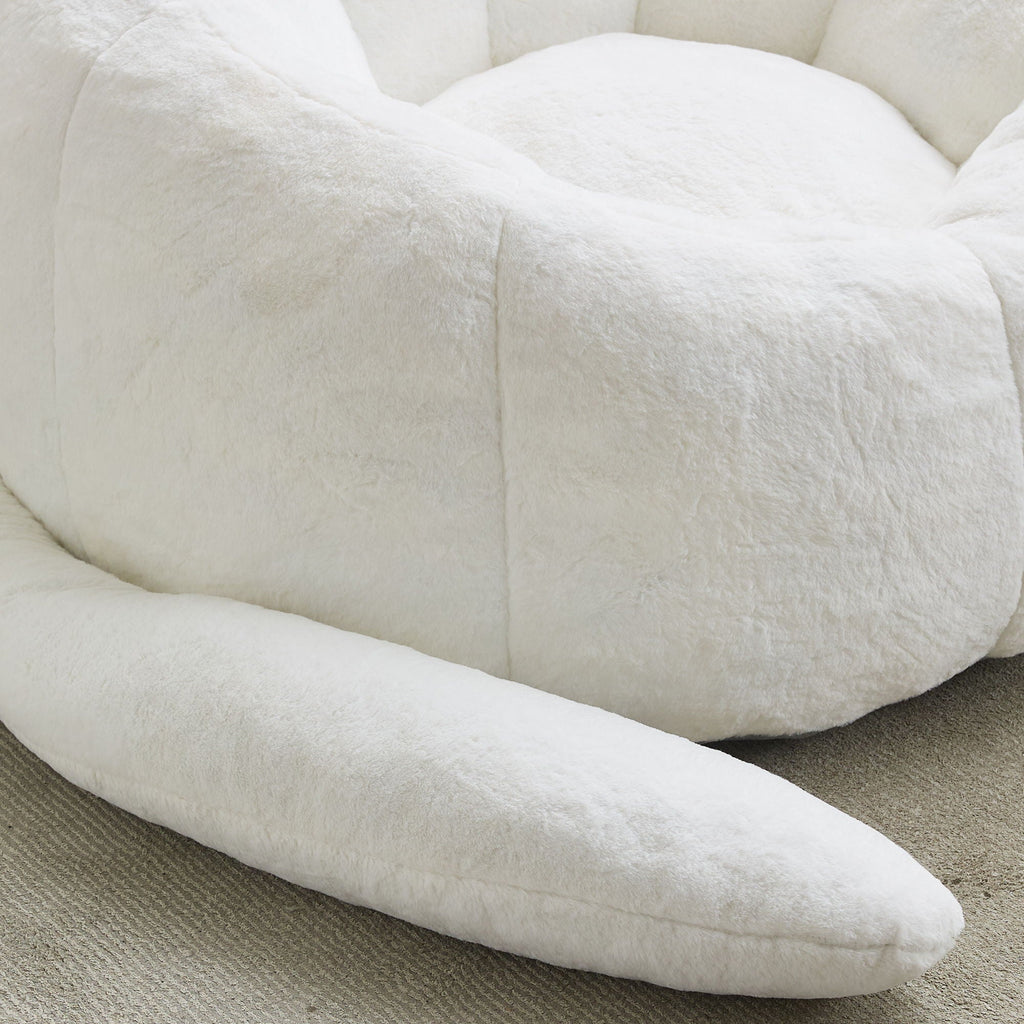 Cat Shaped Bean Bag Sofa with Long Tail - Faux Fur