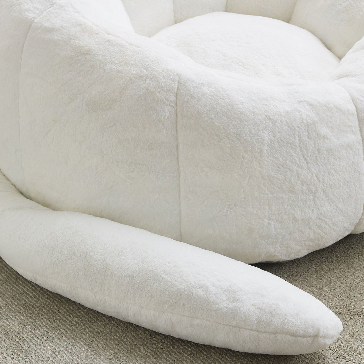 Cat Shaped Bean Bag Sofa with Long Tail - Faux Fur