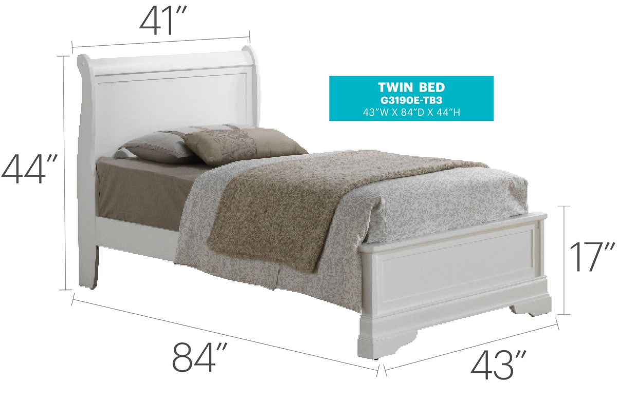 Sleigh Bed with Low Footboard - Real Wood Veneers, Multiple Colors