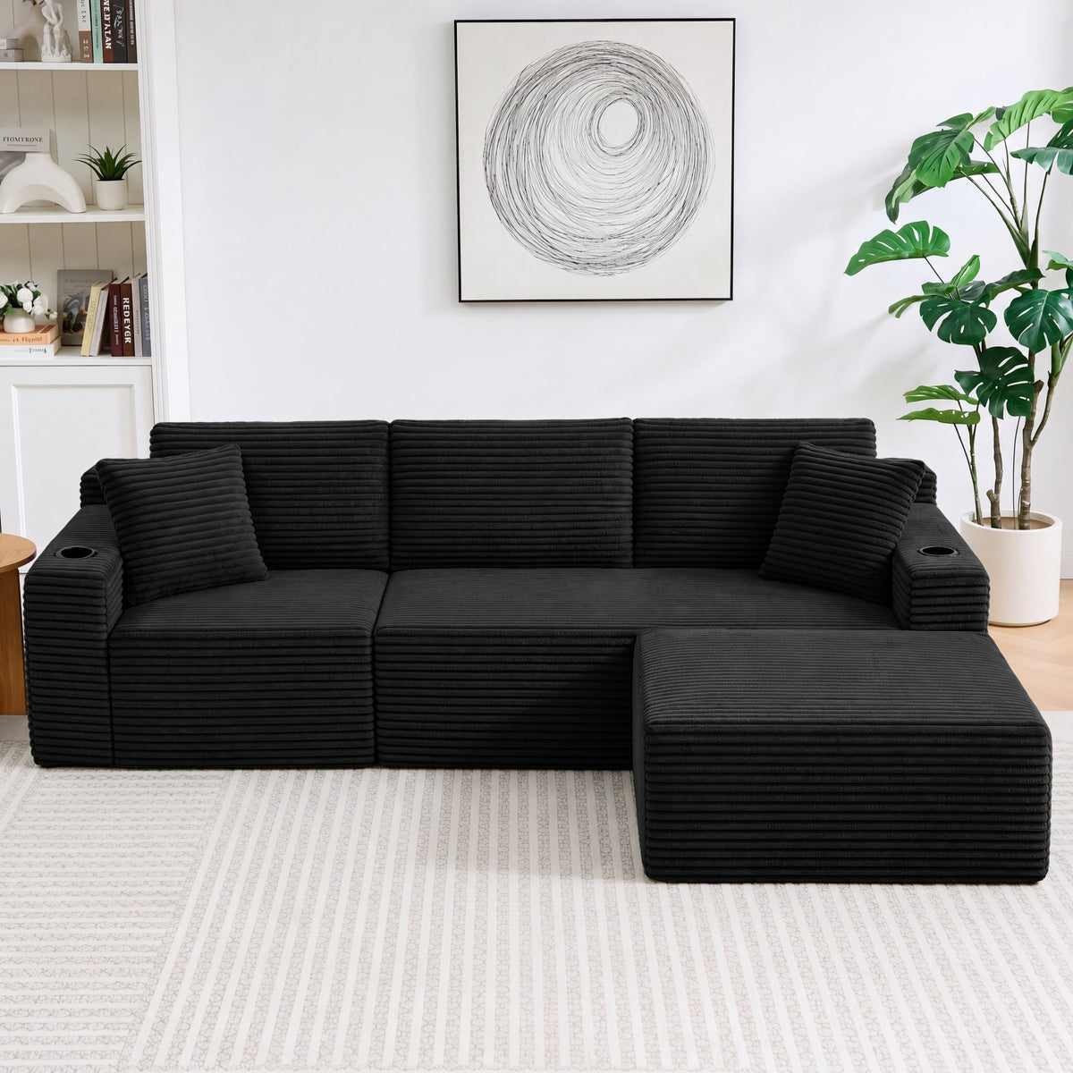 L-Shaped Sectional Sofa with Ottoman