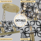 39" Contemporary Crystal Pendant Chandelier with K9 Crystal - Black & Gold
