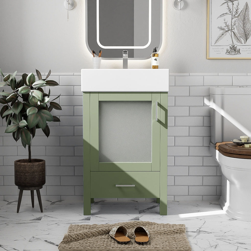 Bathroom Vanity with Ceramic Sink and Ample Storage - Blue, Green, or Black