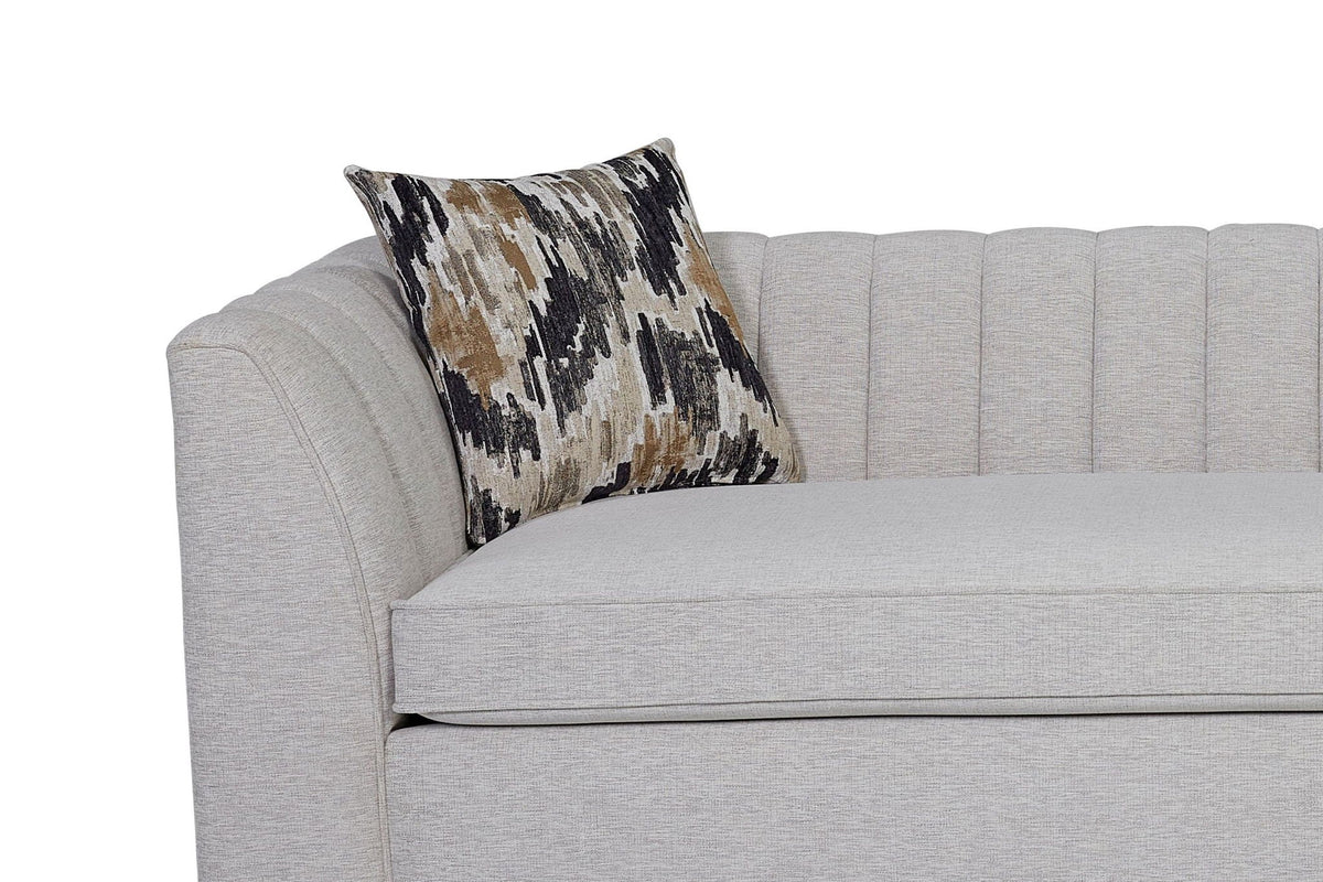 Off White Channel Sofa with Dacron Foam Cushions