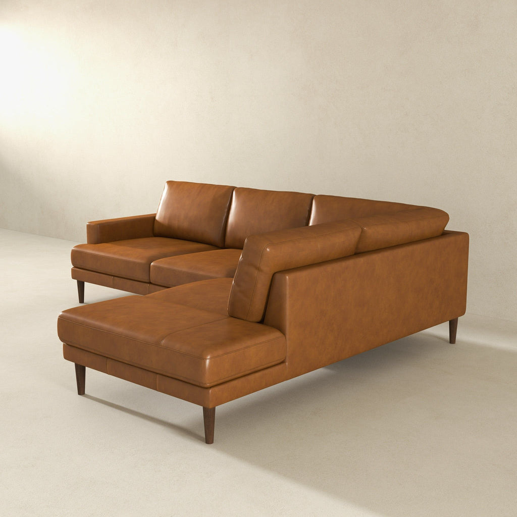 L-Shaped Sectional Sofa with Modern Design - Light Brown