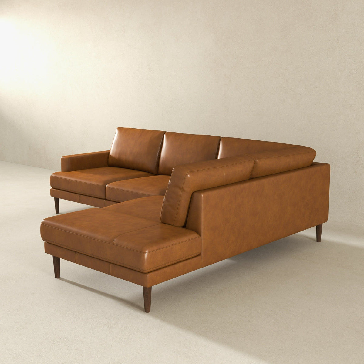L-Shaped Sectional Sofa with Modern Design - Light Brown