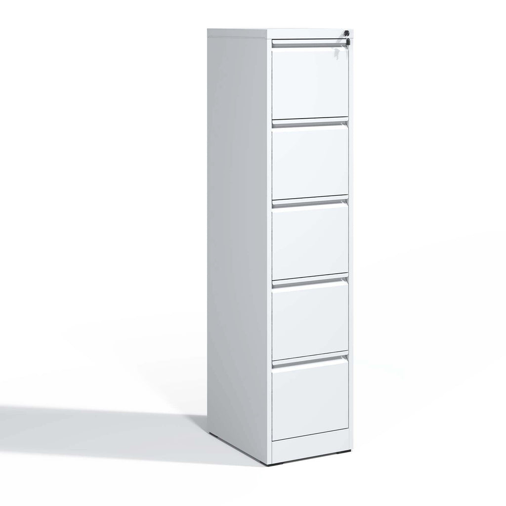 Steel Vertical File Cabinet with Lock – Multiple Sizes - Black or White