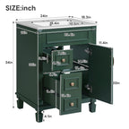 Compact Bathroom Vanity with Ceramic Sink and Storage Drawers - White, Green, Black