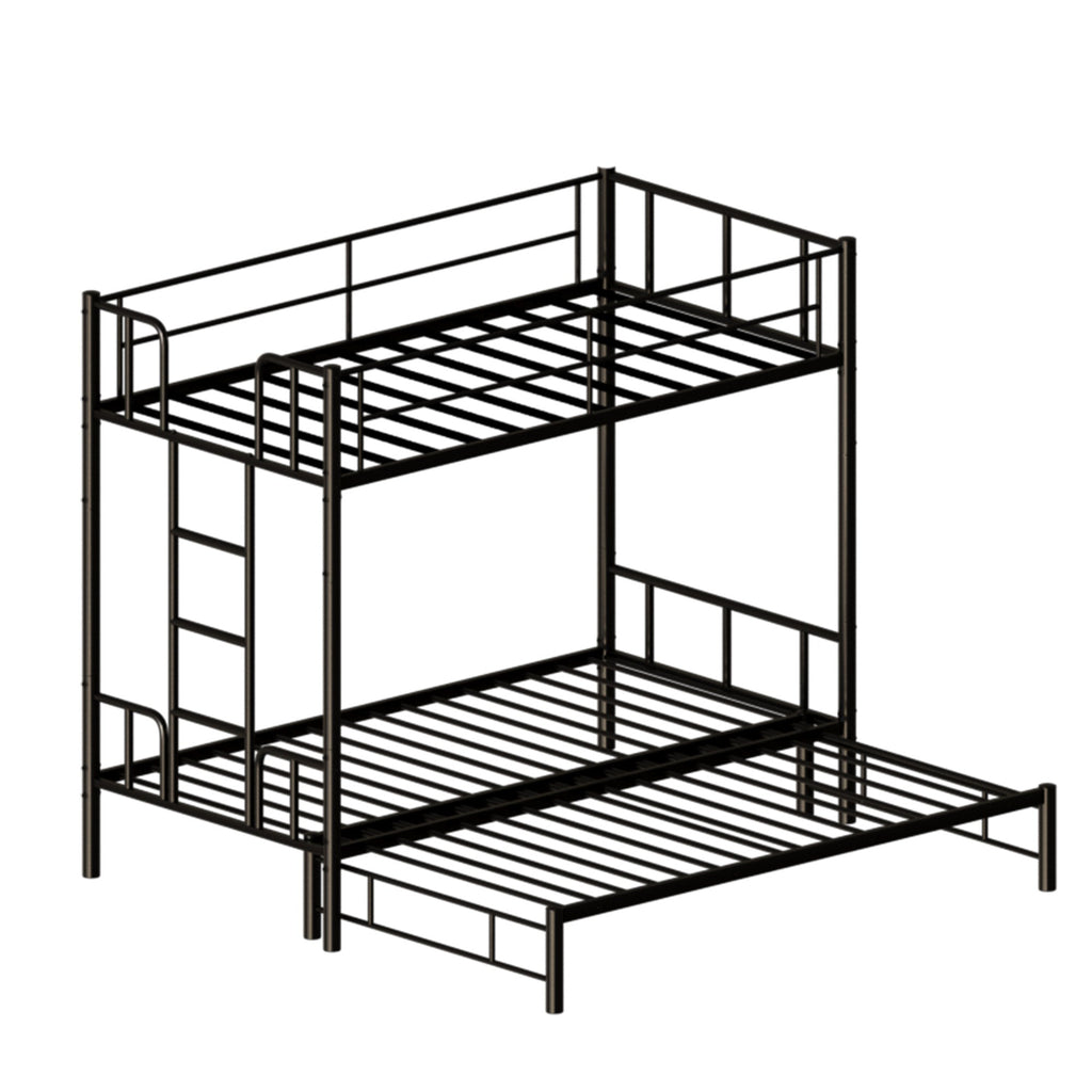 Twin Size Metal Pull-Out Bunk Bed with Ladder - Metal