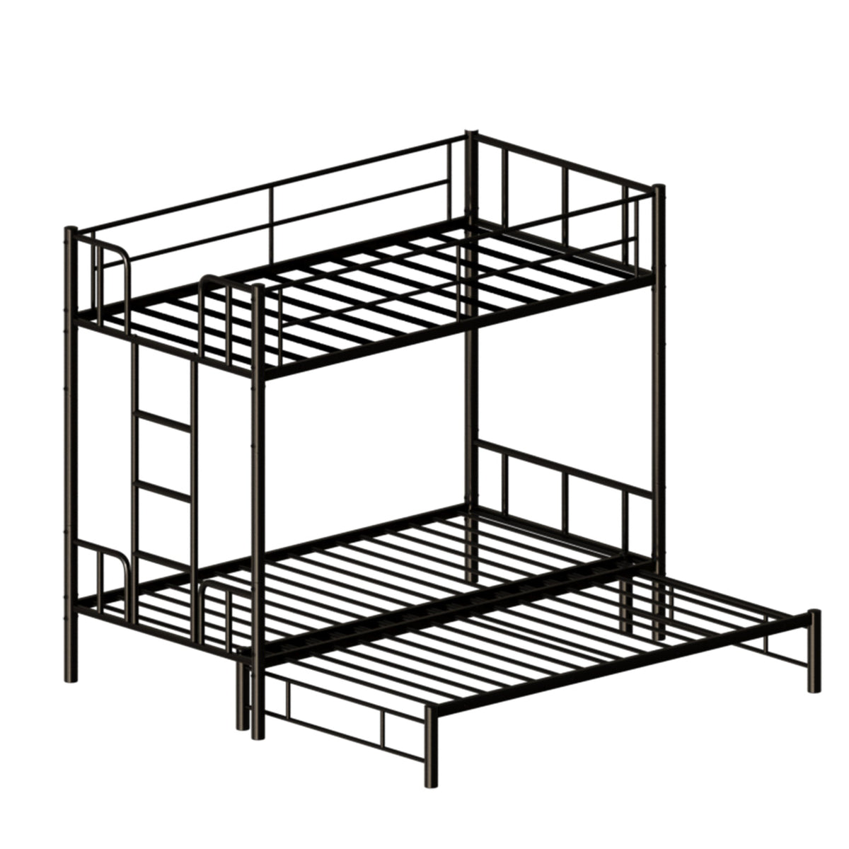 Twin Size Metal Pull-Out Bunk Bed with Ladder - Metal