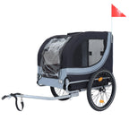 Large Folding Bike Trailer for Dogs with Mesh Ventilation - Gray