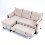 Reversible Chaise Sleeper Sectional Sofa with Storage - Cotton-Linen Upholstery