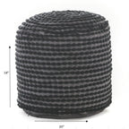 Handcrafted Cylindrical Accent Pouf with Water Resistant Fabric - White, Green, Black