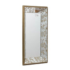 Antique Rectangle Mirror with Floral Accents - Pearl Silver