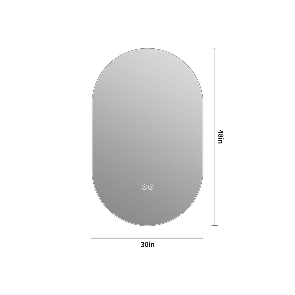 Smart LED Wall Mounted Mirror with Touch Screen and Adjustable Lighting - Pearl Silver