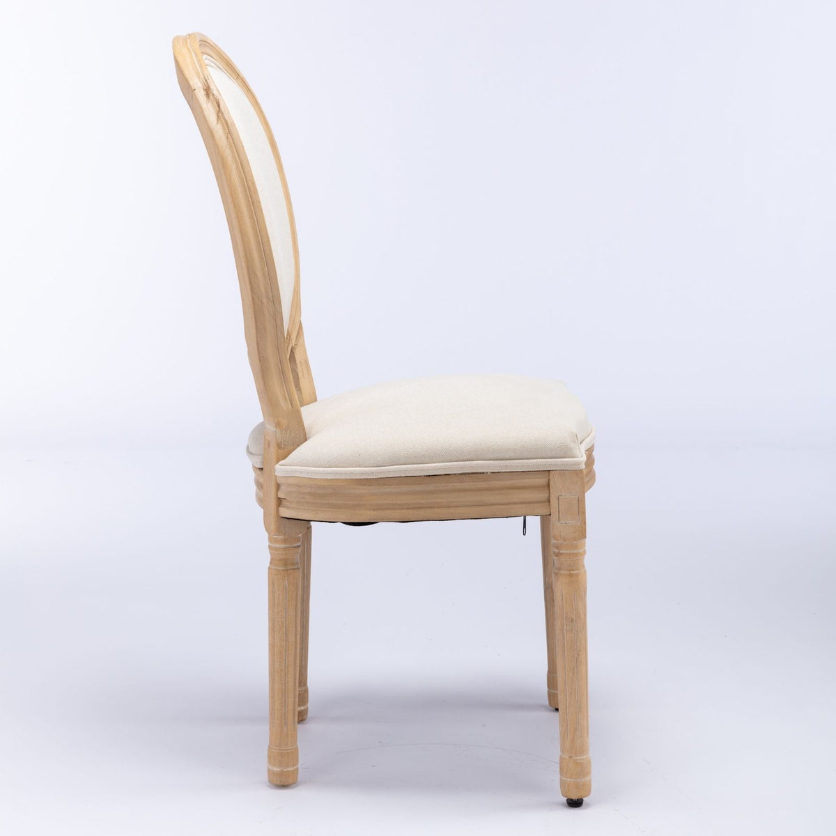 French Style Solid Wood Frame Dining Chair Set with Fabric Back - Beige or Dark Gray