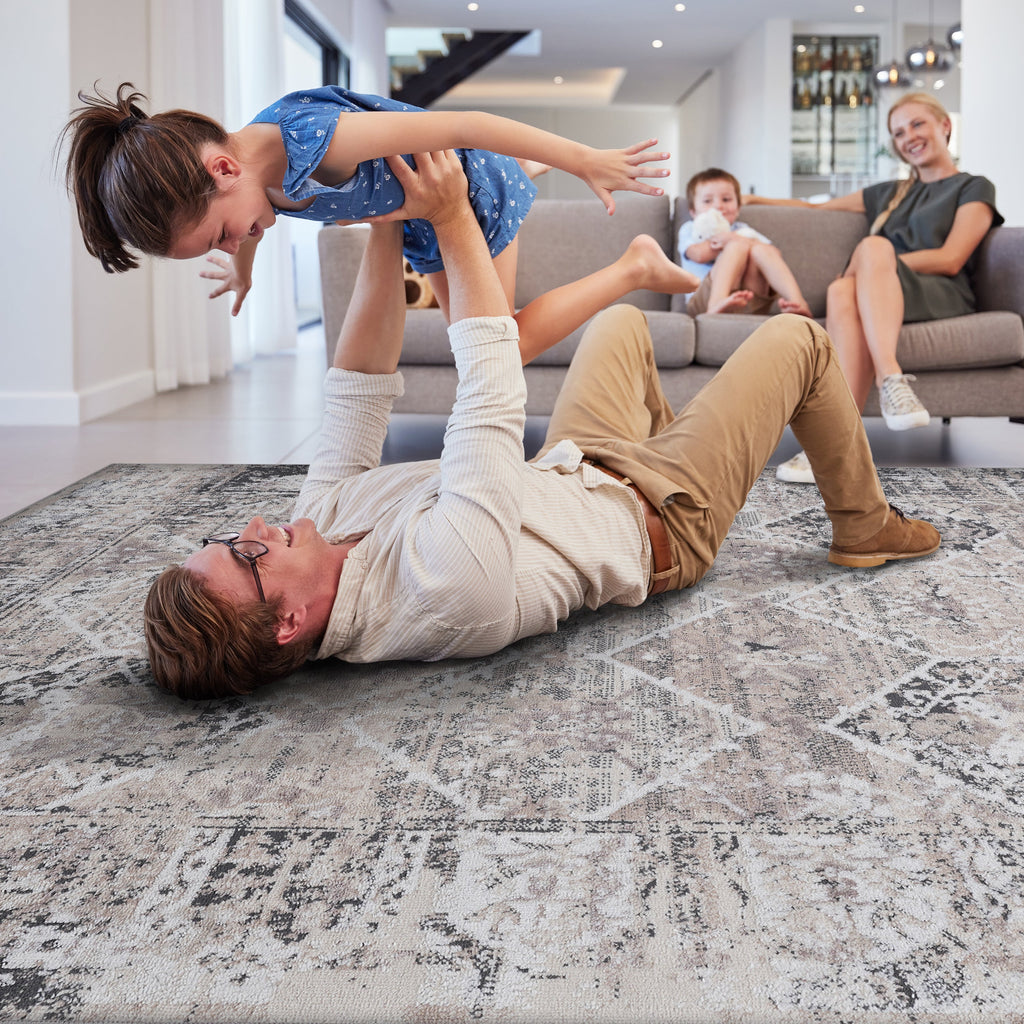 PAYAS Collection 5.3X7.6 Rug with Stain-Resistant Polyester - Cream