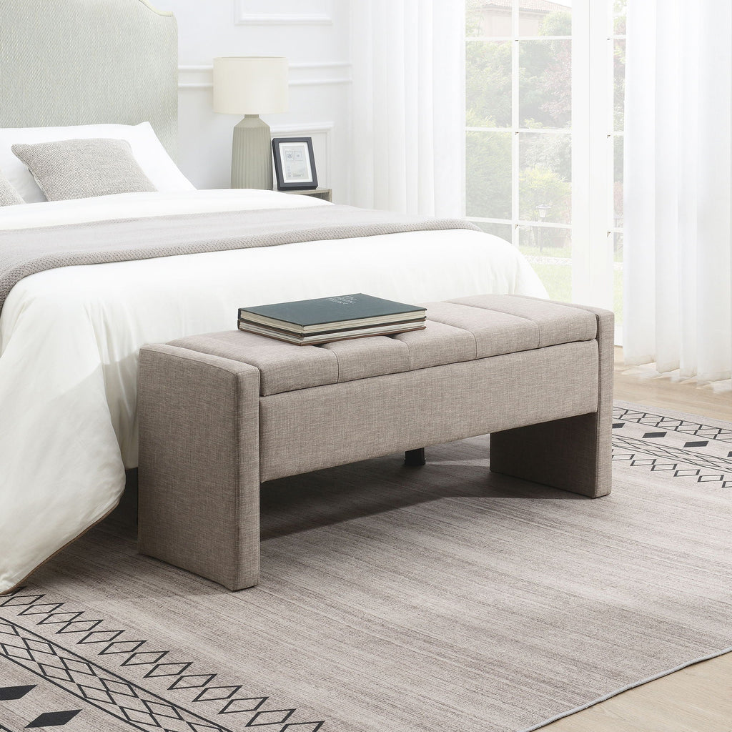 Modern Upholstered Large Bed End Bench with Hidden Storage - Multiple Colors