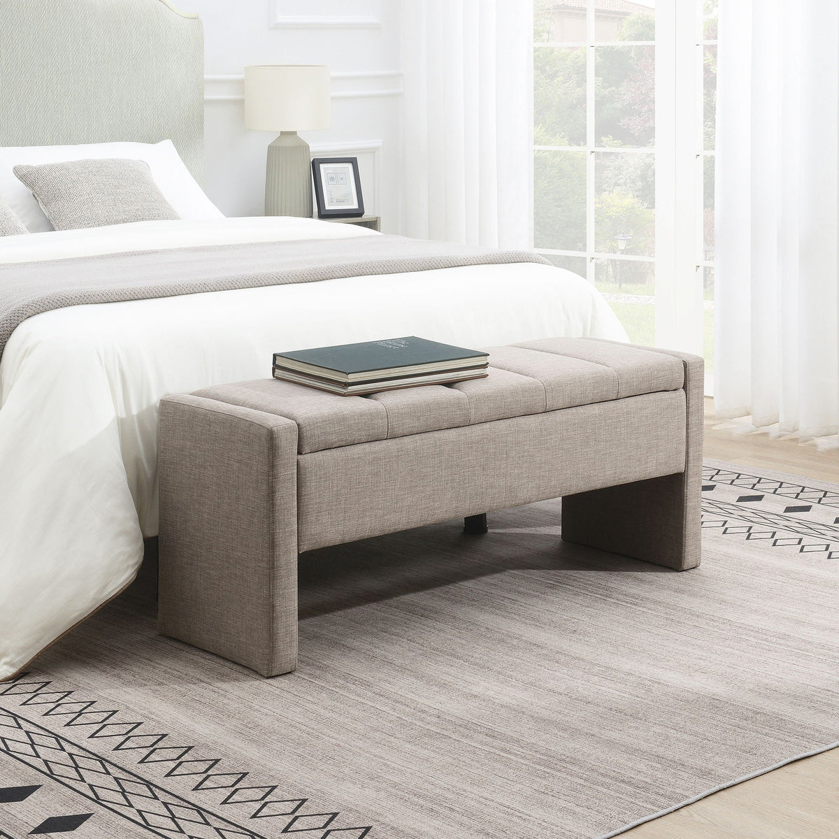 Modern Upholstered Large Bed End Bench with Hidden Storage - Multiple Colors