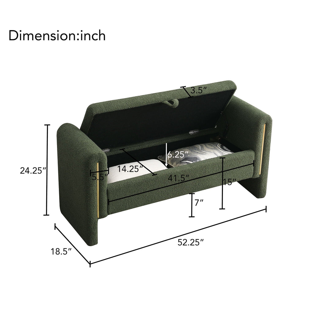 Modern Teddy Upholstered Bed End Bench with Storage - Multiple Colors