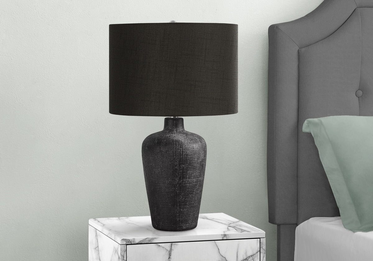 Contemporary Ceramic Table Lamp with Fabric Shade - Black