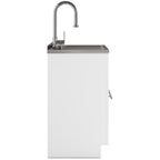 White Laundry Cabinet with Stainless Steel Sink and Faucet