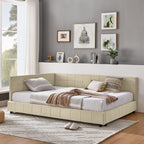Mid-Century Storage Upholstered Tufted Bed Frame with Backrest and Armrests - Multiple Colors