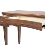 Brown Executive Desk with 3 Drawers - Satin-Gold Hardware