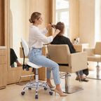 Saddle Stool Chair with Backrest - Ergonomic Support - White