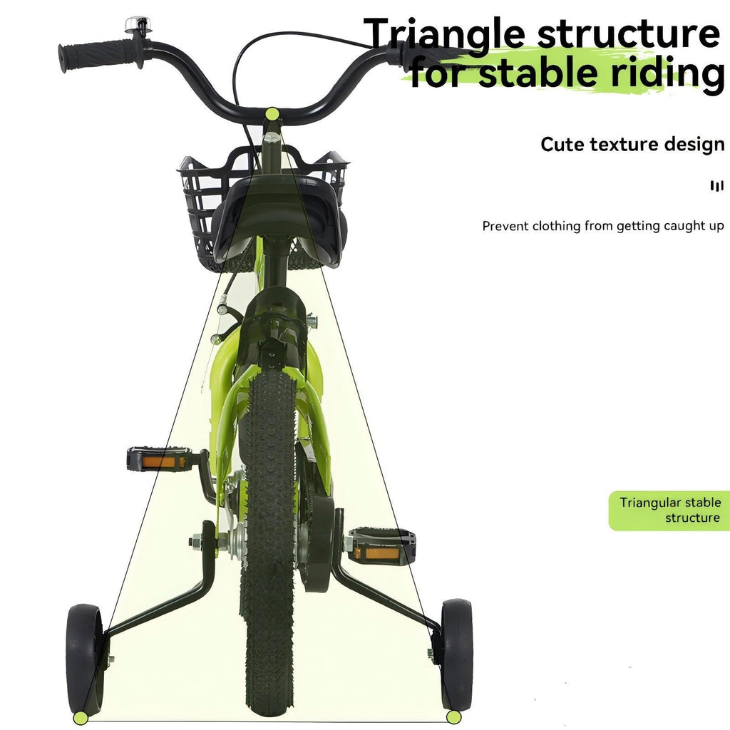 16-Inch Sporty Kids Cruiser Bike with Training Wheels - Green or Pink