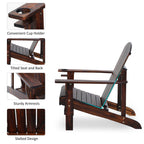 Wooden Adirondack Chair Patio Seating with Cup Holder - Natural Wood