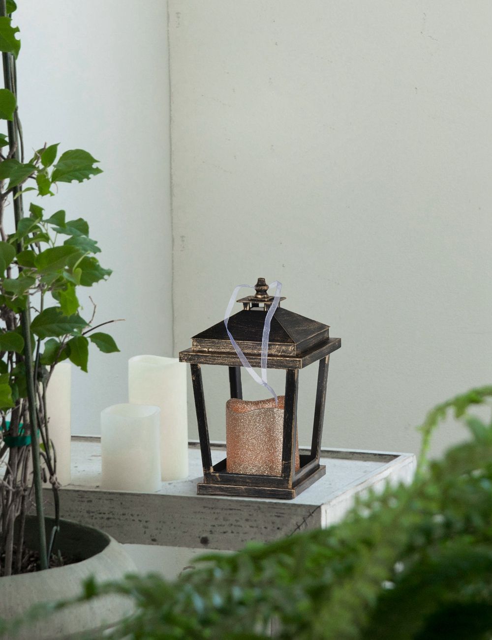 Black Lantern With LED Candle Set of 2 - Battery Operated