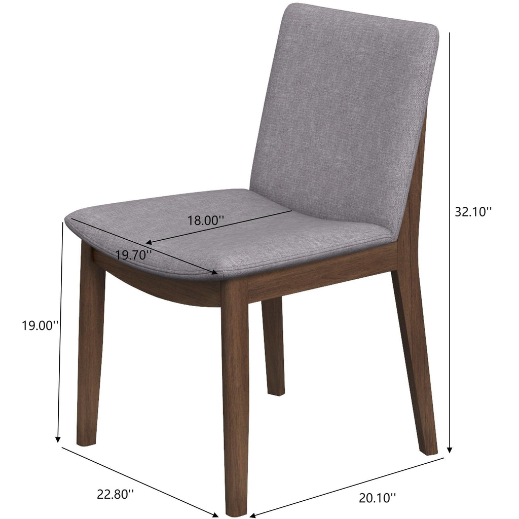 Mid-Century Modern Solid Wood Dining Chair Set with Fabric Upholstery - Multiple Colors