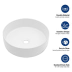 Ceramic Vessel Bathroom Sink with Stain Resistant Finish - White