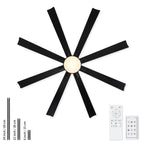 Large Ceiling Fan with Dimmable LED Light and Remote Control - Black or Dark Brown
