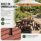 6-Person Semi-Circular Outdoor Solid Fir Wood Picnic Table Set