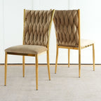 Modern Dining Chair Set with Plated Metal Legs - Multiple Colors