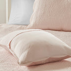 Reversible Scalloped Edge Quilt Set with Lightweight Microfiber - Blush