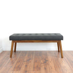 Modern Bench with Velvet Upholstery - Gray