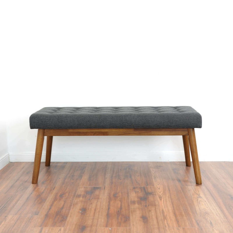 Modern Bench with Velvet Upholstery - Gray