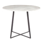 Contemporary Glam Dining Table with Round Marble Top - Pearl Silver, Gold, or Black