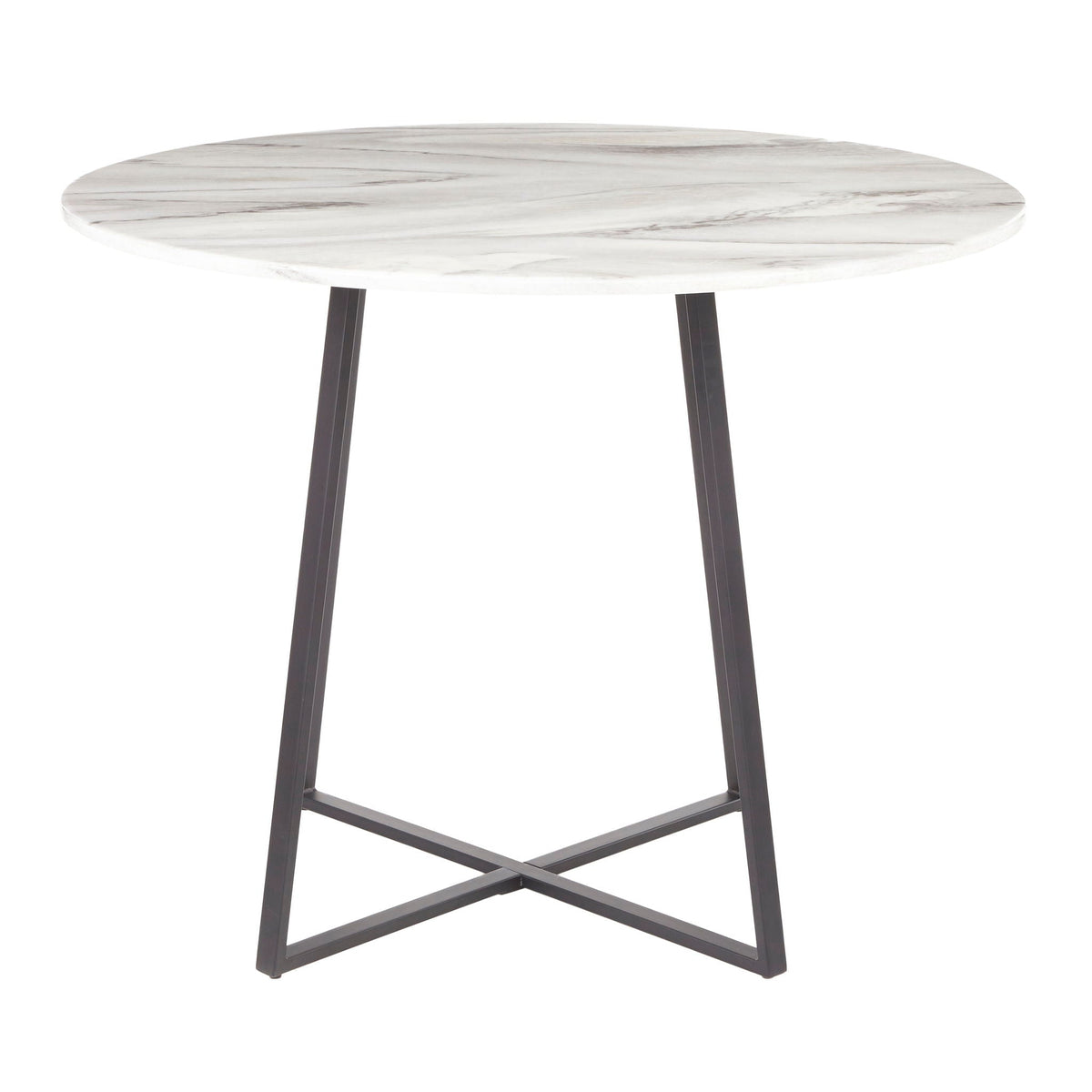 Contemporary Glam Dining Table with Round Marble Top - Pearl Silver, Gold, or Black