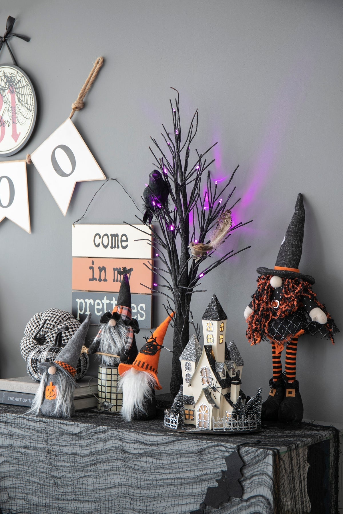 10.6"H Halloween Gnome Decor Set of 2 with Handcrafted Detail - Orange