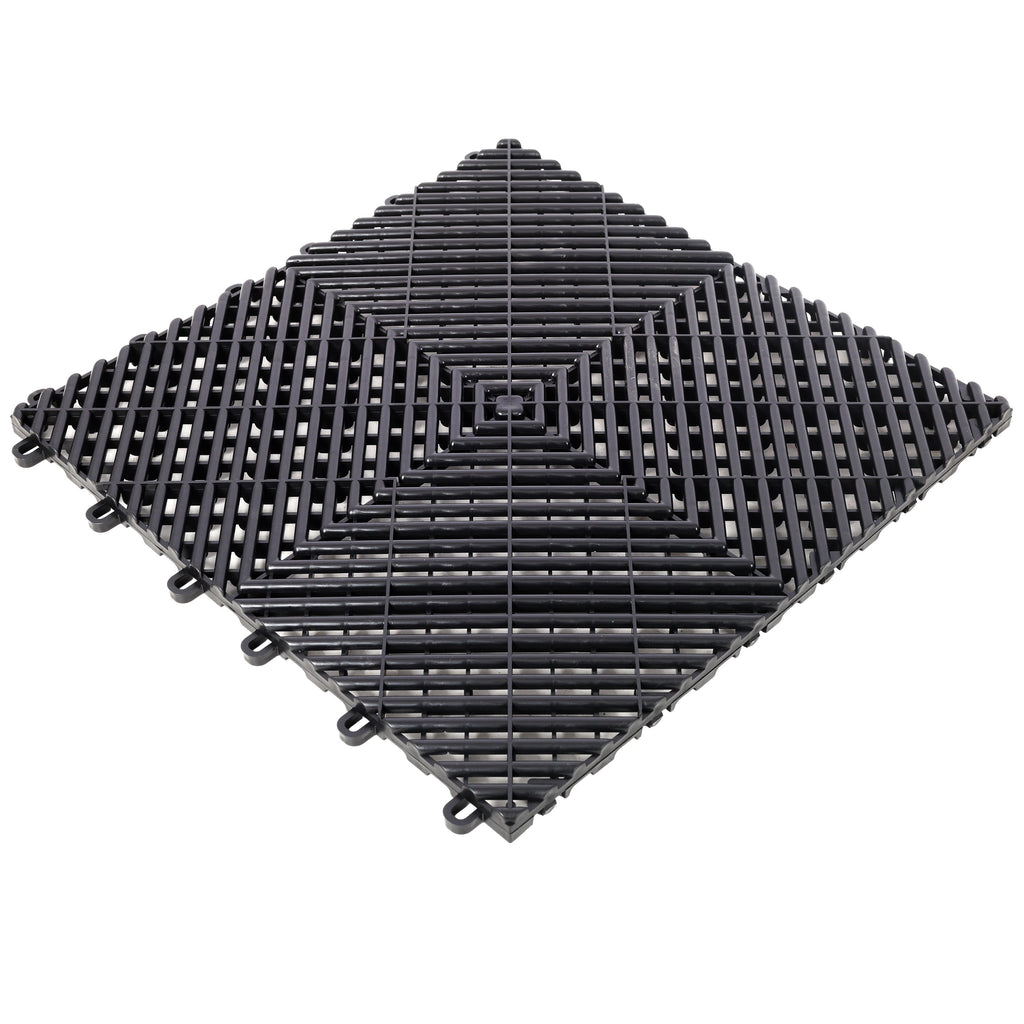 25pcs Plastic Garage Floor Mats with Interlocking Non-Slip Surface - Black or Yellow
